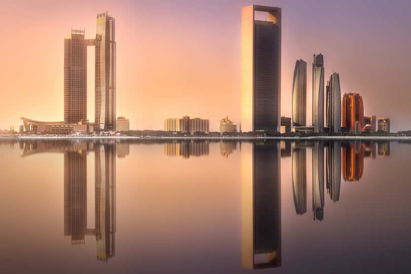 Skyline of Abu Dhabi in the evening