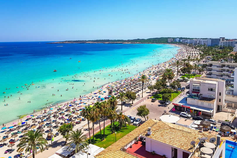 Aerial view of Mallorca Cala Millor beach