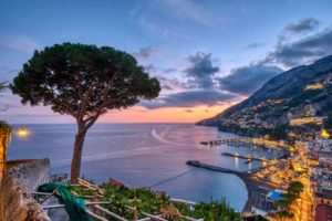 Amalfi coast Positano in the evening