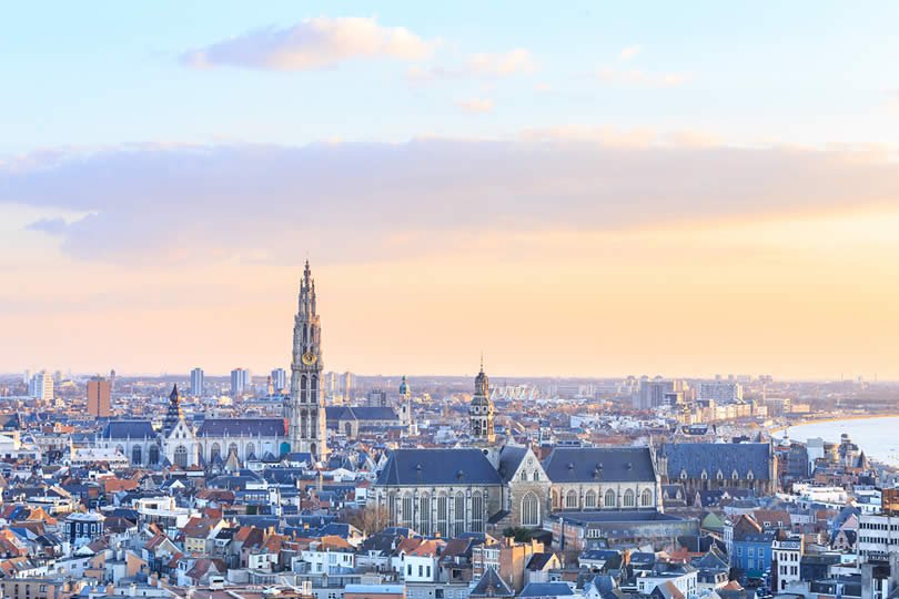 Antwerp city centre aerial view