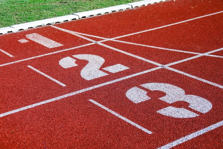 Athletics running track lane numbers