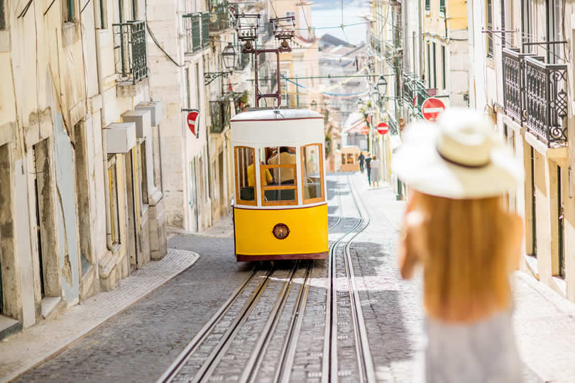 Lisbon Bairro Alto yellow tram