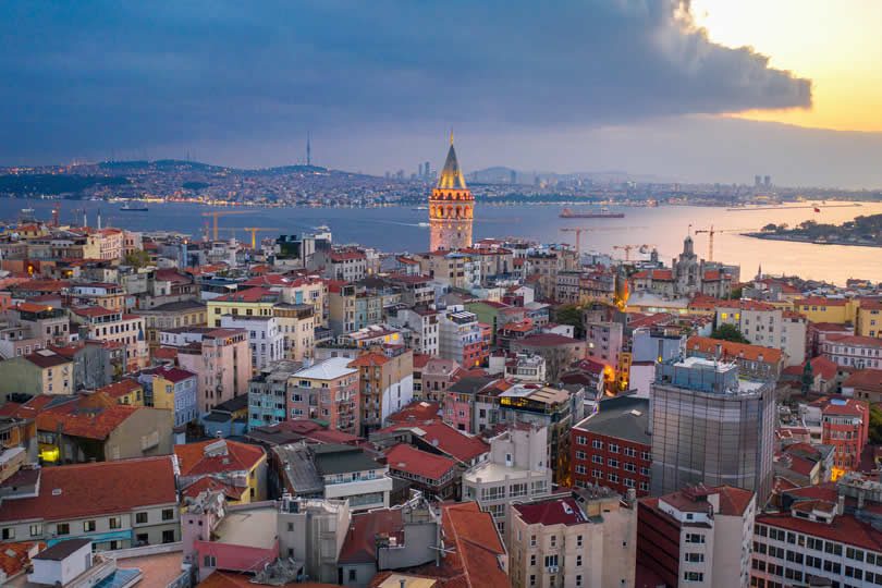 Beyoglu and Galata Tower at night