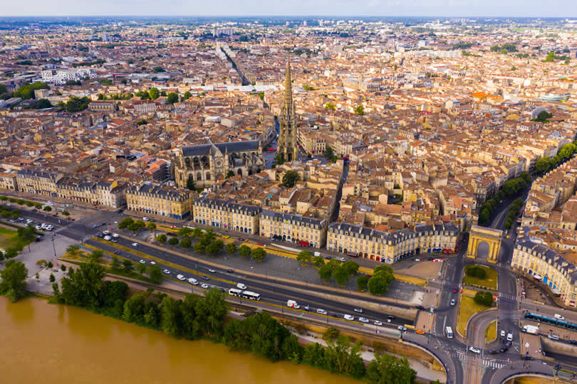 Bordeaux city centre aerial view