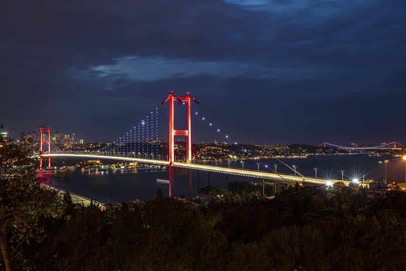 Bosphorus Bridge connecting Europe and Asia in Istanbul