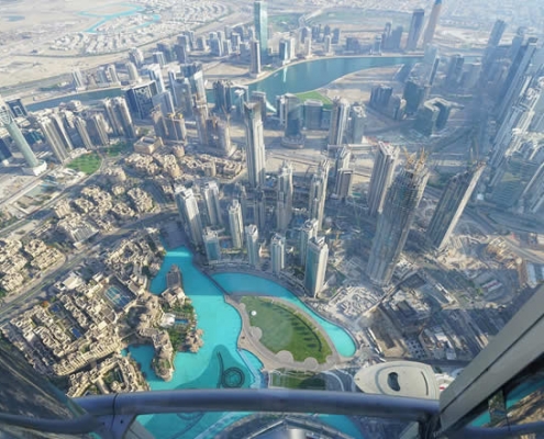 Dubai view from top Burj Khalifa tower