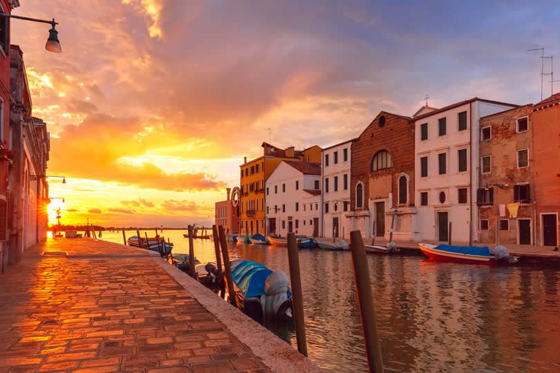 Sunset in Cannaregio district Venice Italy