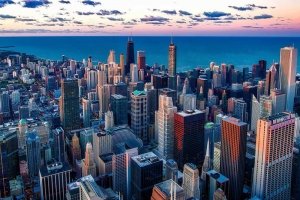 Downtown Chicago Aerial View