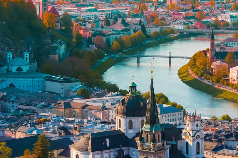 City centre of Salzburg and Lehen district