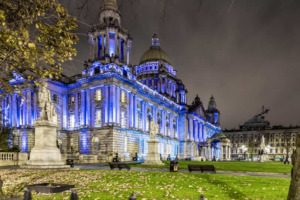 City Hall of Belfast in blue light