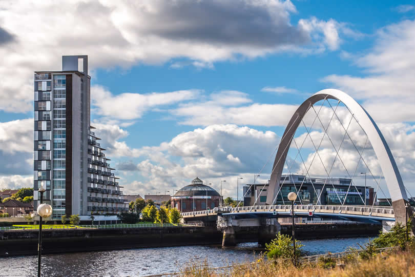 Clyde Arc or the Squinty Bridge in West Glasgow