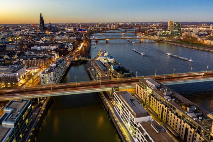 Cologne city centre aerial view