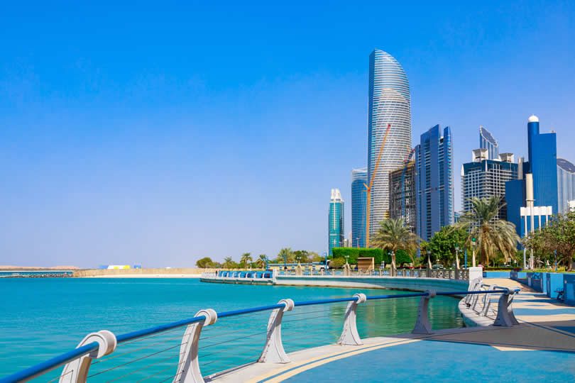 Corniche beach and road neighbourhood in Abu Dhabi