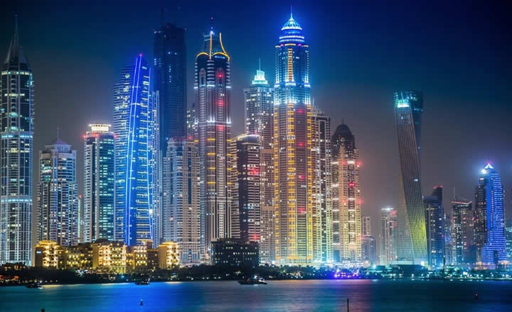 Dubai Marina night lights