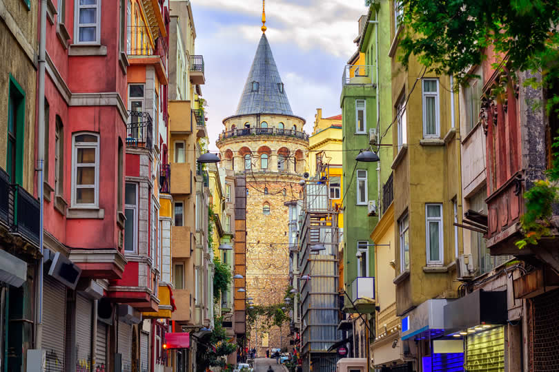 Galata Tower street in Beyoglu district Istanbul
