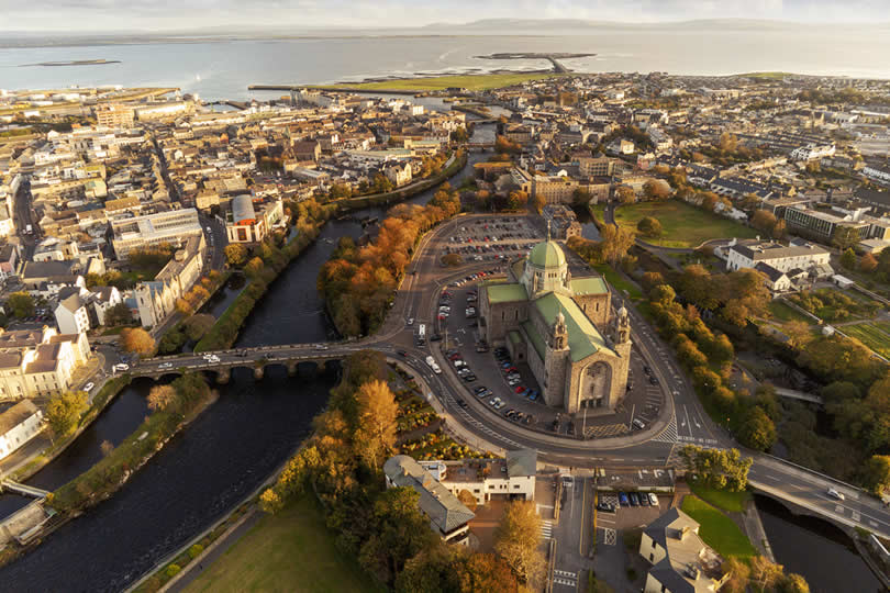 Aerial view of Galway Cathedral and city centre