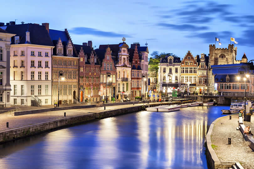 Ghent canal by night