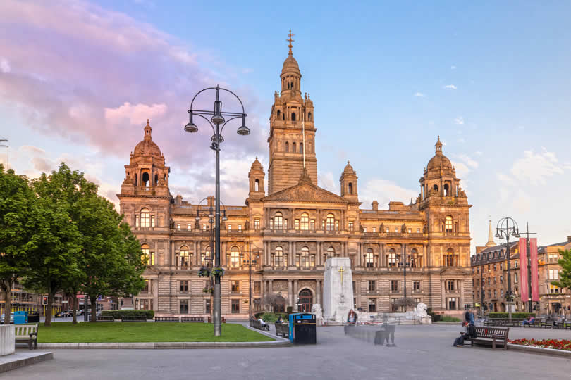 George Square and City Chambers in central Glasgow
