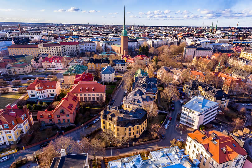 Helsinki cityscape aerial view
