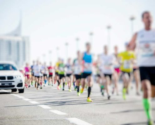 LA marathon runners concept