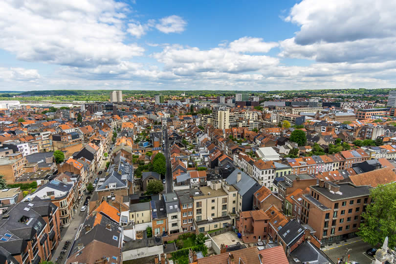 Leuven aerial view of city