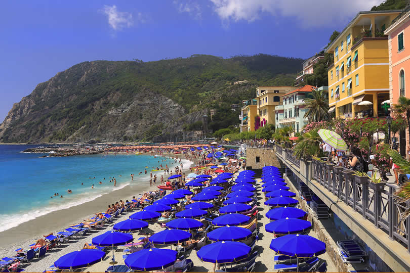 Monterosso Al Mare beach chairs and umbrellas