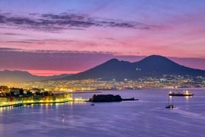 Bay of Naples and Mount Vesuvius in the evening