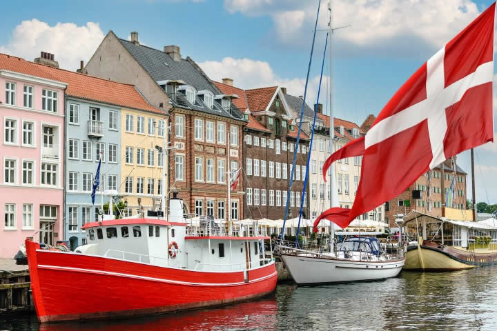 Nyhavn Port in Copenhagen Denmark
