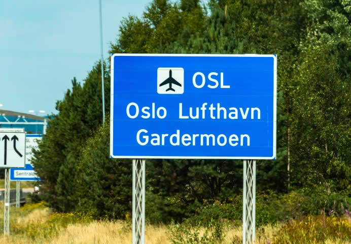 Oslo airport road sign