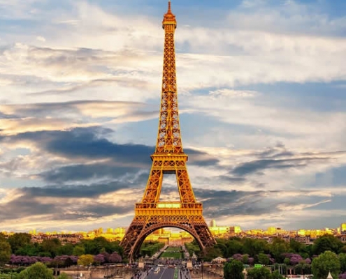 Paris Eiffel Tower in Evening Sun