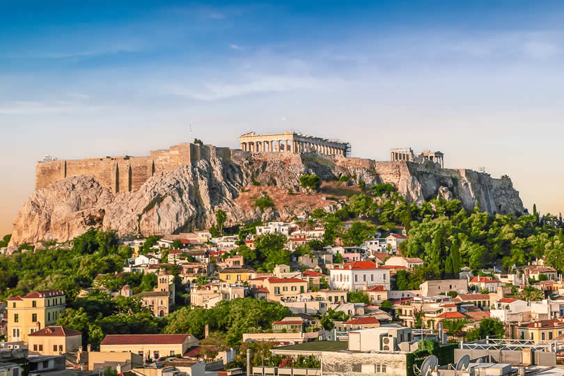 View from hotel of Parthenon and Acropolis