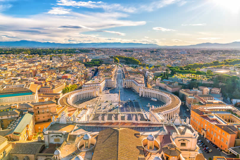 Aerial view of Vatican City and St Peter's Square