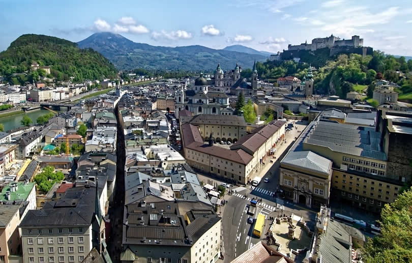 Salzburg city centre view