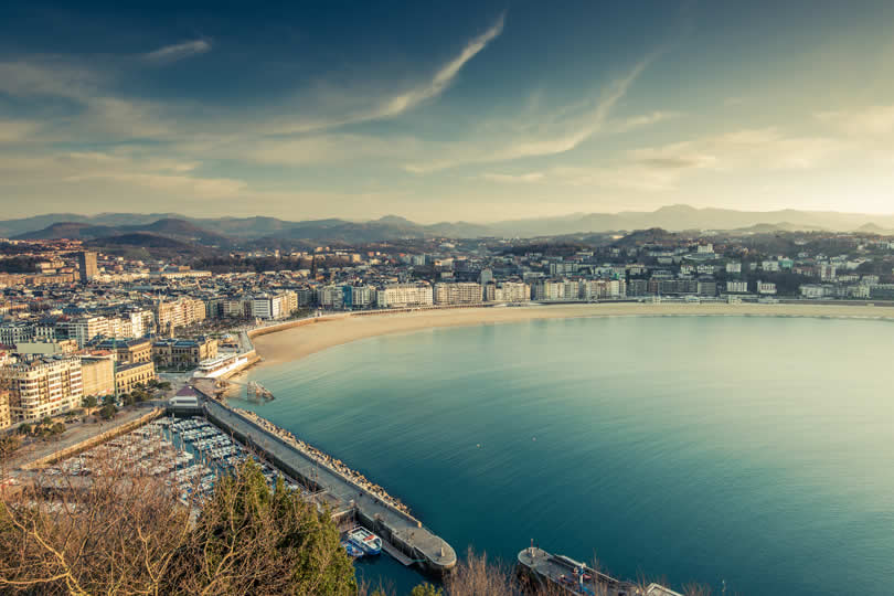 San Sebastian city and beach in Spain