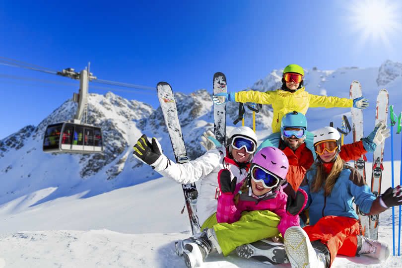 Ski lift and skiers in Zermatt