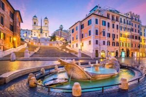 The Spanish Steps in Rome in the evening