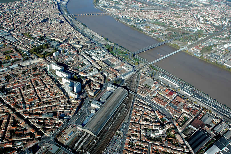 Aerial view of St Jean train station in Bordeaux