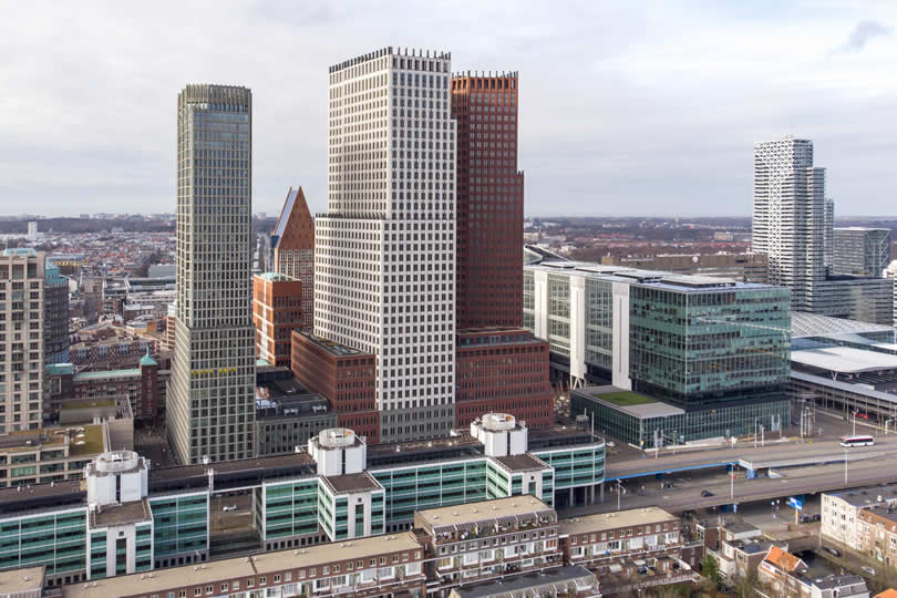 Skyscrapers in The Hague city centre near central station