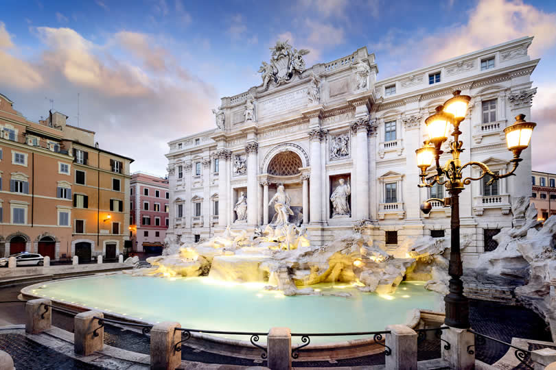 Trevi fountain in historical centre Rome
