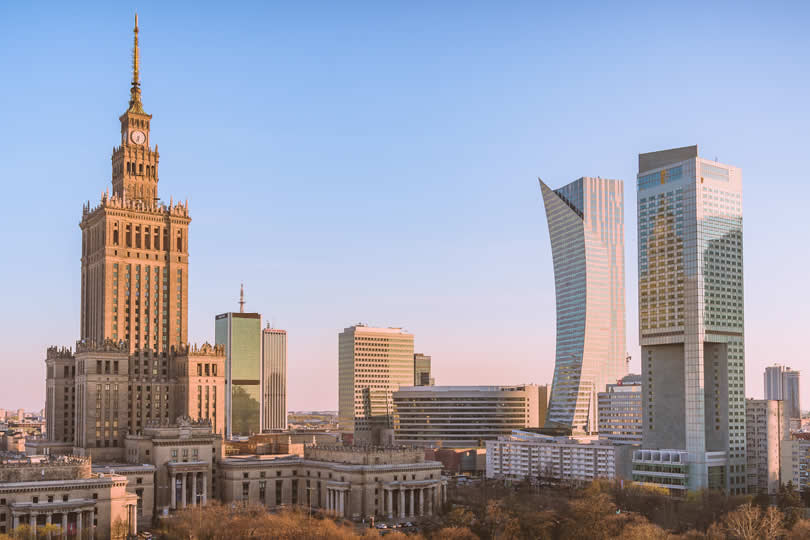 Warsaw city centre and InterContinental hotel