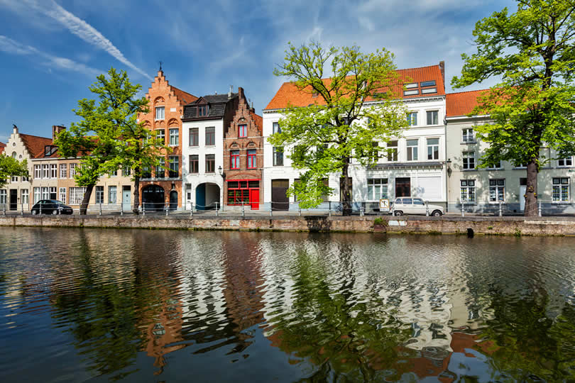 Waterfront houses in Brugge Belgium