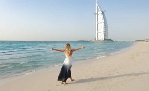 Woman on beach in Dubai