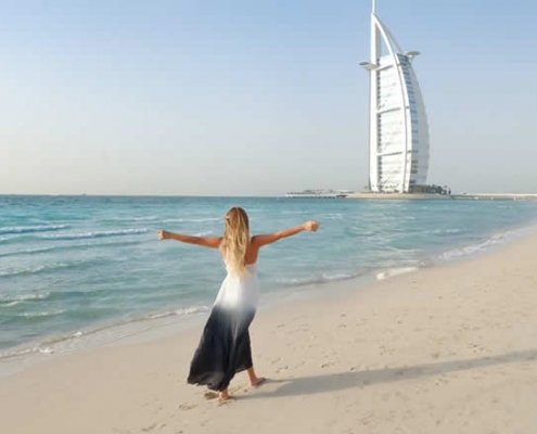 Woman on beach in Dubai