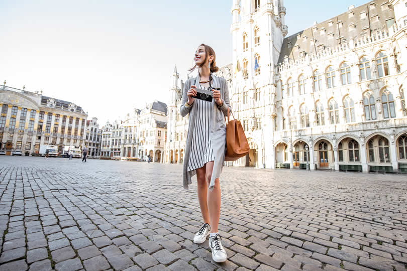 Woman at Grand Place in Brussels