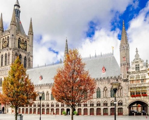 Ypres Lakenhalle or Cloth Hall in Fall